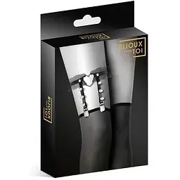 Гартер на ногу Bijoux Pour Toi - With Heart And Spikes Black - мініатюра 3