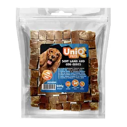Ласощі для собак UniQ PETS М'які кубики з ягняти і тріски 500 г