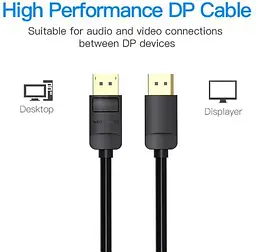 Кабель Vention DisplayPort - DisplayPort (M/M), 1 м, чорний (HACBF) - мініатюра 6