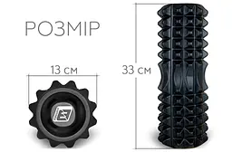 Масажний ролик Grid Roller 33 см v.1.2 із заглушками із двох сторін (чорний) EasyFit fit0024998 - мініатюра 2