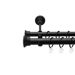 Карниз Orvit Дуо металевий дворядний відкритий гладка труба кільце металеве Чорний Оксамит 25\19 мм 200 см (00-00024545)