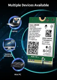 Мережева карта Intel Wi-Fi 7 BE200 NGW модуль тридіапазонний адаптер Bluetooth для ПД / Ноутбука (19124) - мініатюра 4