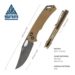 Ніж складаний SRM Retriever 9201-GW, коричневий - мініатюра 7