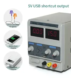 Лабораторний блок живлення Yihua 1502D+ Трансформаторний / 15V / 2A / 50W + USB, цифрова індикація напруги та струму (19465) - мініатюра 6