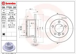 Диск гальмівний задній невентильований VW LT 28-46 II, LT 28-35 II 89-25р Brembo (08.7725.20) - мініатюра 2