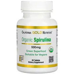 Спіруліна органічна California Gold Nutrition Organic Spirulina 500 мг 60 таблеток