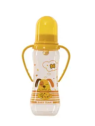Пляшечка для годування з латексною соскою та ручками 0+ Baby team 250 мл Жовтий