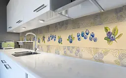 Кухонний фартух Акварельная чорниця ПВХ 60х200 см самоклеючий вініловий Ягоди Бежевий Happy Pocket Z182505 - мініатюра 5