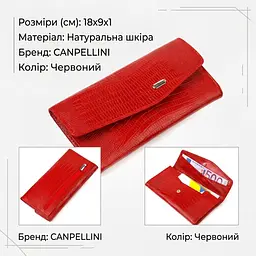 Фактурне жіноче портмоне з натуральної шкіри з тисненням Canpellini 21698 червоний - мініатюра 2