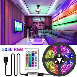 Стрічка світлодіодна RGB 5050 з пультом від USB 5V для фонового підсвічування в силіконі UKC 5 метрів - мініатюра 2