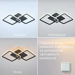 Cвітлодіодна люстра MOKA 3S 62 Вт 550x310x72 мм Чорна ESLLSE - мініатюра 4