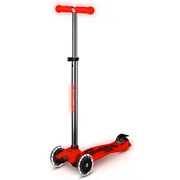 Самокат MICRO серії "Maxi Deluxe Glow LED" – ЧЕРВОНА АУРА (до 50 kg, 3-х колісний, світло) Micro MMD368