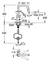 Змішувач для кухні Grohe QuickFix Start 306312430 Чорний матовий - мініатюра 5
