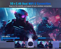 Проектор Alwtniet HY300 HD Wi-Fi Bluetooth Android 11 - мініатюра 3