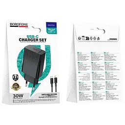 МЗП Borofone BAS75A Source PD30W (1USB-C) + кабель Type-C to Lightning Black - мініатюра 2