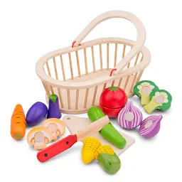Ігровий набір New Classic Toys Кошик з овочами, каучукове дерево