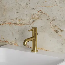 Змішувач для умивальника Omnires Y brushed gold (Y1210NGLB) низький, золотий брашований - мініатюра 3