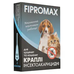 Краплі Fipromax проти бліх та кліщів для кошенят та цуценят вагою 1.5-4 кг 2 піпетки - мініатюра 2