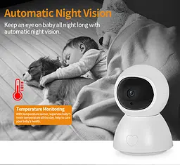 Відеоняня INQMEGA BM288 baby monitor безпровідна з великим 5" дюймовим монітором, датчик температури, підсвітка, запис відео (100933) - мініатюра 3