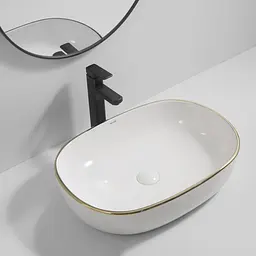 Умивальник накладний Mixxus Premium Ellipse-0105 Edge Gold 600x400x150 мм MP6564, Білий - мініатюра 3