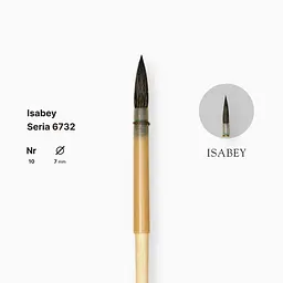 Пензель білка кругла натуральна Isabey, №10, перо, коротка ручка - мініатюра 2