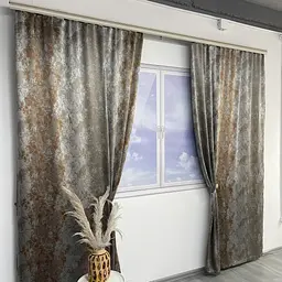 Жакардові мармурові штори сіро-бронзового кольору на тасьмі 2шт. 150х270 ALBO pbe0052403 - мініатюра 5