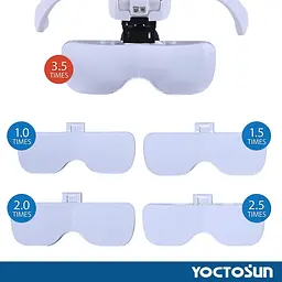 Світлодіодна лупа YOCTOSUN, збільшувальні окуляри з оголов'ям Hands Free і 2 світлодіодами - мініатюра 7