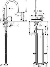 Змішувач Hansgrohe Aquno Select M81 170 3jet кухонний з витяжним виливом Sbox 73831670 Black Matt Чорний матовий - мініатюра 3