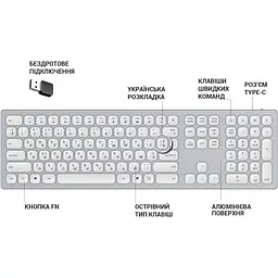 Клавіатура OfficePro SK1550 Wireless White SK1550W [128855] - мініатюра 7