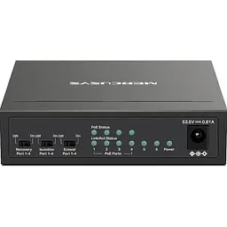 Комутатор Mercusys MS106LP, Black, LAN 10/100/1000Mb, 4 порти PoE+ - мініатюра 3