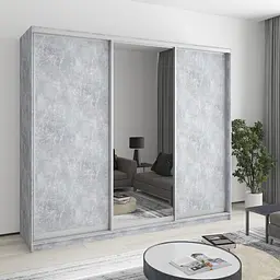 Шафа-купе тридверна MebelStar Комбо AL 2ДСП/Дзеркало 240x60x210 см Бетон (MBS-3372)
