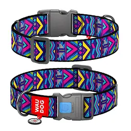 Нашийник для собак нейлоновий Waudog Nylon з QR-паспортом "Інді" пластиковий фастекс XXL Ш 35 мм Д 46-70 см