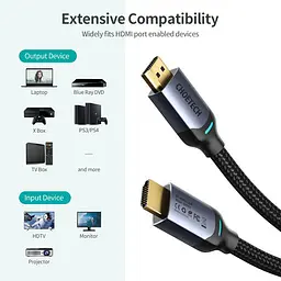Кабель HDMI v2.1 Choetech XHH01BK 8К 60 Гц, HDR10, HLG, 48Gbps, 2m - мініатюра 5