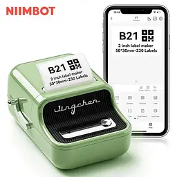 Принтер етикеток стікерів Niimbot B21 Green, термопринтер | + рулон етикеток (230 шт)