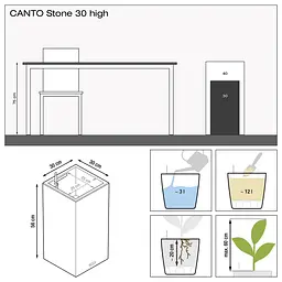 Вазон Lechuza Canto Stone High, 12 л, кварцовий білий (13607) - мініатюра 4