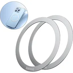 Пластини для автотримачів Baseus Halo Series Magnetic Metal Ring Silver (PCCH000012) [117260] - мініатюра 6