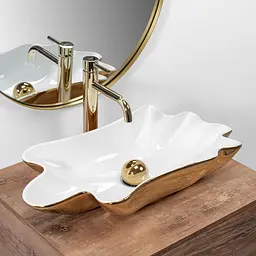 Умивальник Rea Infinity 62x33 white/gold (REA-U3400), Глянцева - мініатюра 3
