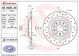 Диск гальмівний Jeep Cherokee V 13-25р Brembo (08.N283.8X) - мініатюра 4