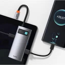 Концентратор Baseus Metal Gleam Series 4-in-1 Multifunctional Gray (CAHUB-CY0G) - мініатюра 3