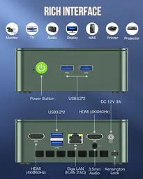 Неттоп GMKtec NucBox G3 Titanium Grey N100 16Gb DDR4 512Gb SSD WiFi 6 Bluetooth 5.2 2.5GLan 4xUSB 3.2 2xHDMI Windows 11 Pro кріплення VESA у комплекті (9B.EU24A0826K20) - мініатюра 3