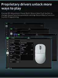 Бездротова ігрова миша Darmoshark X6 MAX Dual-Mode 2.4G/USB-C PAW3950 Біла - мініатюра 5