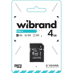 microSDHC Wibrand 4Gb class 4 (adapter SD) - мініатюра 2