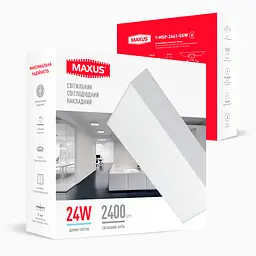 Накладний настінно-стельовий світлодіодний світильник 1-MSP-2441-SSW MAXUS SP Ceiling 24W 4100K Square Slim White