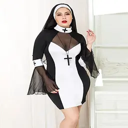 Еротичний костюм черниці JSY P71109 Plus size - мініатюра 3