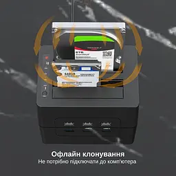Док-станція клонувальник Maiwo для двох SSD/HDD 2.5/3.5" SATA 3xUSB 3.0 (K3082H 6071) Чорна - мініатюра 6