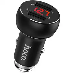 Автомобільний зарядний пристрій Hoco Z22 Display Black (3.1A)