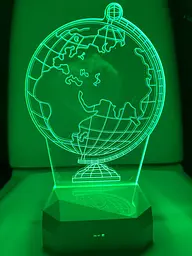 Світильник нічник 3D глобус USB, акумулятор з пультом - мініатюра 2