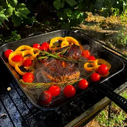 Сковорода Maysternya чавунна 28x28 см квадратна гриль з металевою ручкою (280-280-40MRgrill) - мініатюра 2