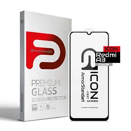 Захисне скло для Xiaomi Redmi A3/A3x Poco C61 4G, Icon, 2.5D загартоване скло, повне проклеювання, глянсове, удароміцне, з олеофобним покриттям, сумісне з чохлами, міцність 9H, проста установка, ArmorStandart (ARM74452)