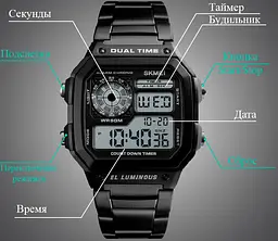 Чоловічий годинник Skmei 1335 Ripple Black - мініатюра 8